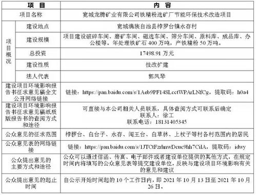寬城龍騰礦業(yè)鐵精粉選礦廠節(jié)能環(huán)保技術改造項目環(huán)境影響報告書（征求意見稿）信息公開第二次公示及市容環(huán)境第三方測評咨詢公告